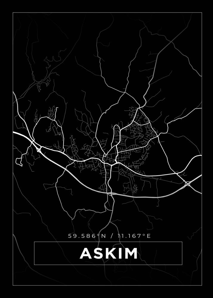 Mapa - Askim - Cartaz Preto