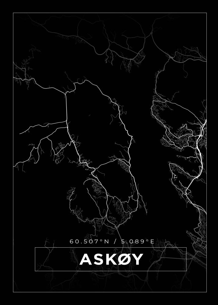 Mapa - Askøy - Cartaz Preto