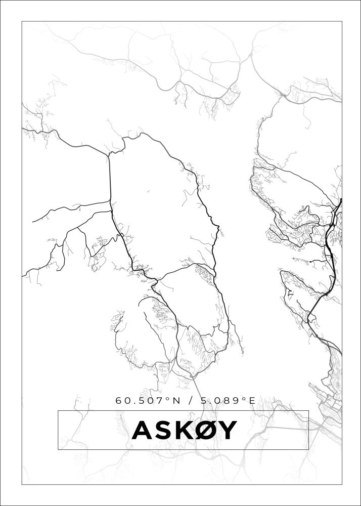 Mapa - Askøy - Cartaz Branco