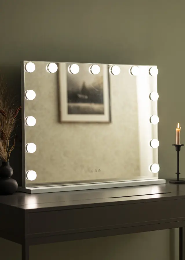 KAILA Espelho para toucador Vanity LED 15 Branco 80x60 cm