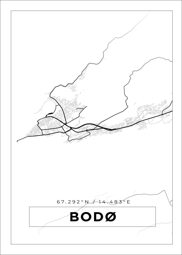 Mapa - Bodø - Cartaz Branco