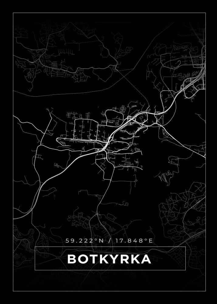 Mapa - Botkyrka - Cartaz Preto