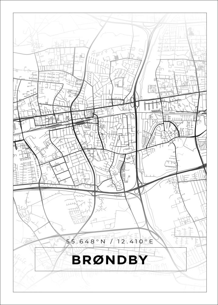 Mapa - Brøndby - Cartaz Branco