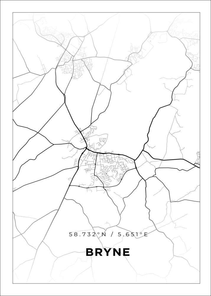 Mapa - Bryne - Cartaz Branco