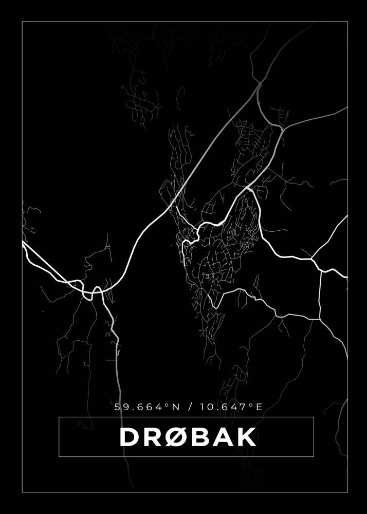 Mapa - Drøbak - Cartaz Preto