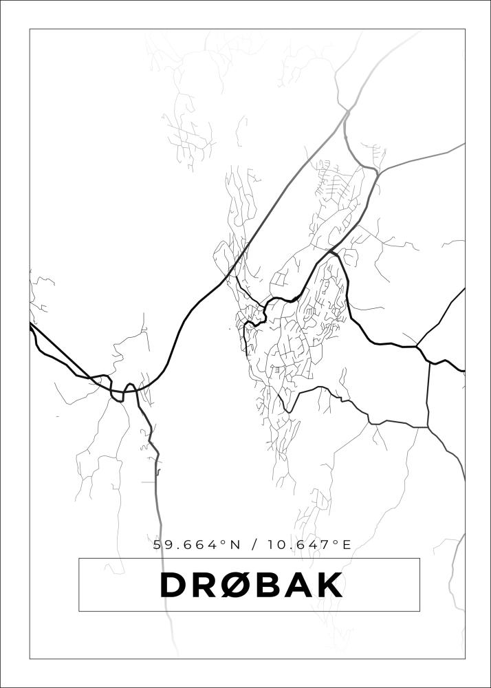 Mapa - Drøbak - Cartaz Branco