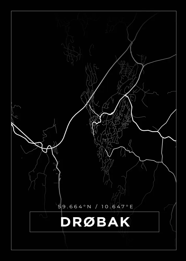 Mapa - Drøbak - Cartaz Preto