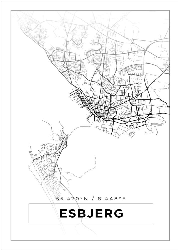 Mapa - Esbjerg - Cartaz Branco