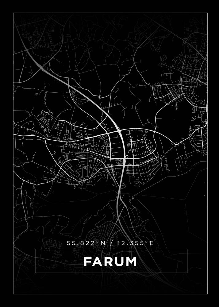 Mapa - Farum - Cartaz Preto