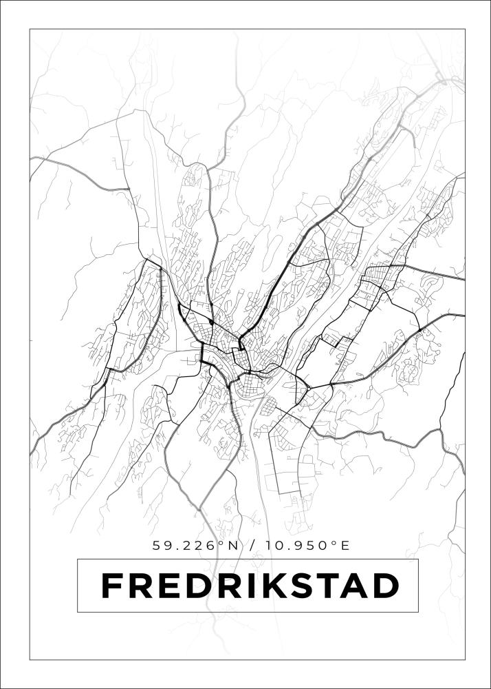 Mapa - Fredrikstad - Cartaz Branco