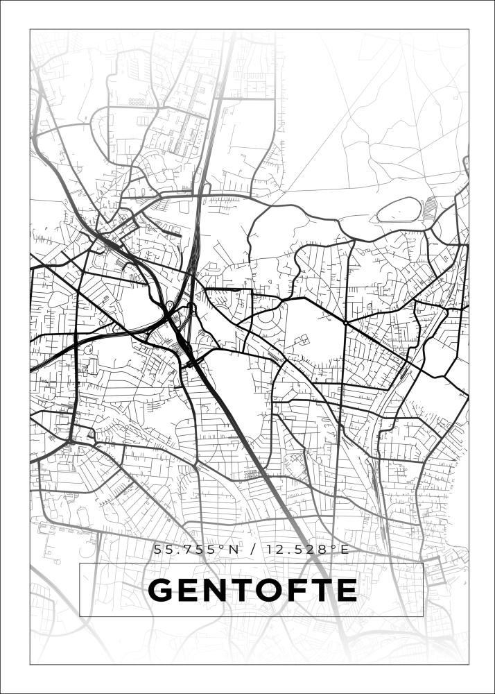 Mapa - Gentofte - Cartaz Branco