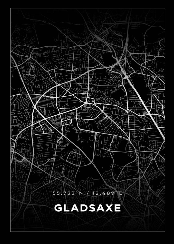 Mapa - Gladsaxe - Cartaz Preto