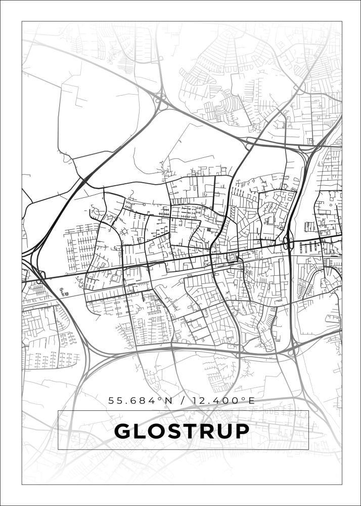 Mapa - Glostrup - Cartaz Branco