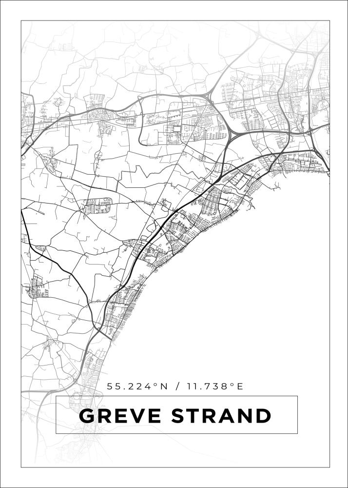 Mapa - Greve Strand - Cartaz Branco