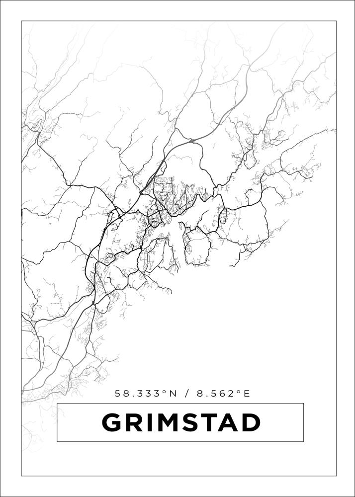 Mapa - Grimstad - Cartaz Branco