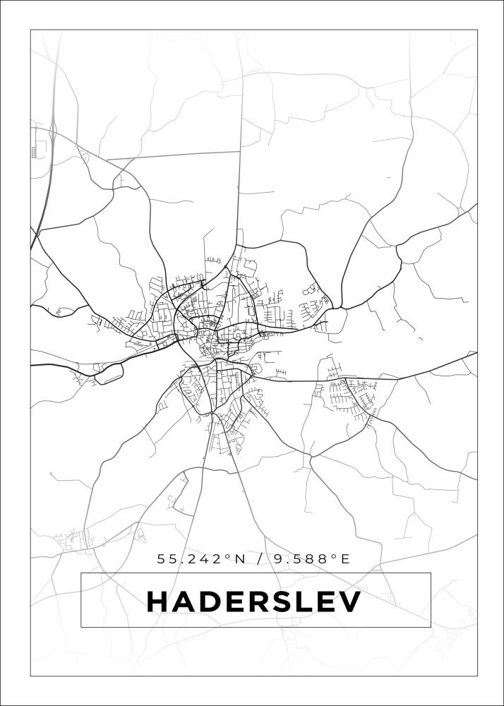 Mapa - Haderslev - Cartaz Branco