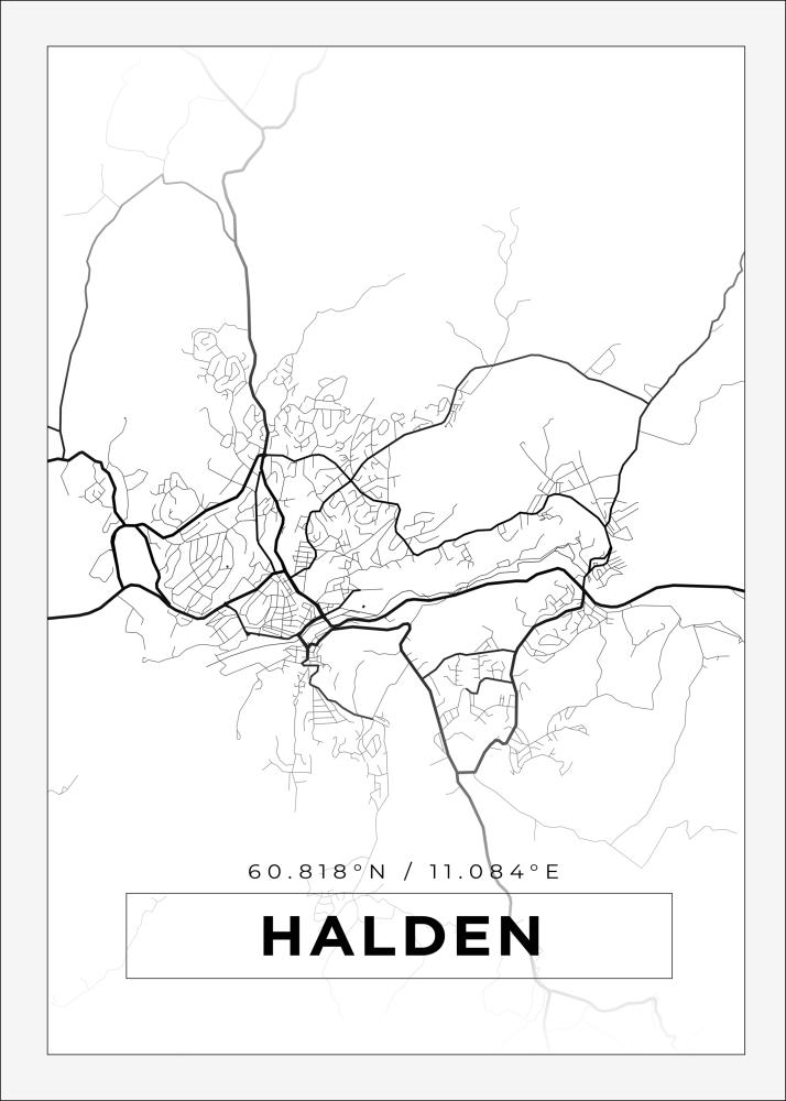 Mapa - Halden - Cartaz Branco