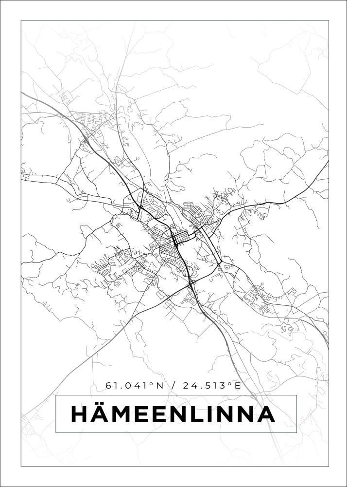 Mapa - Hämeenlinna - Cartaz Branco