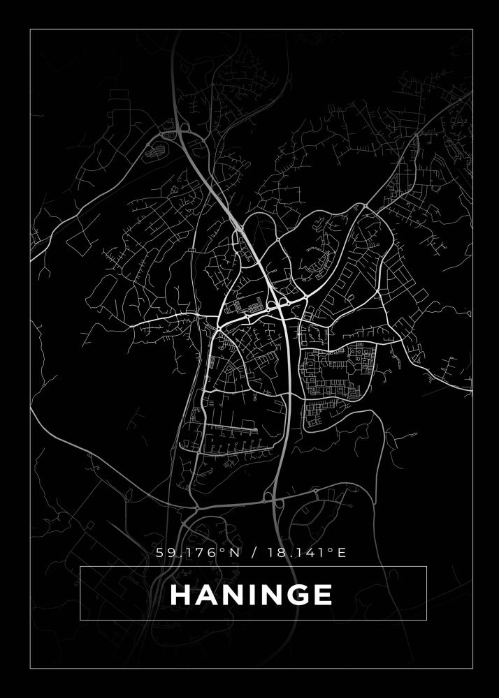 Mapa - Haninge - Cartaz Preto