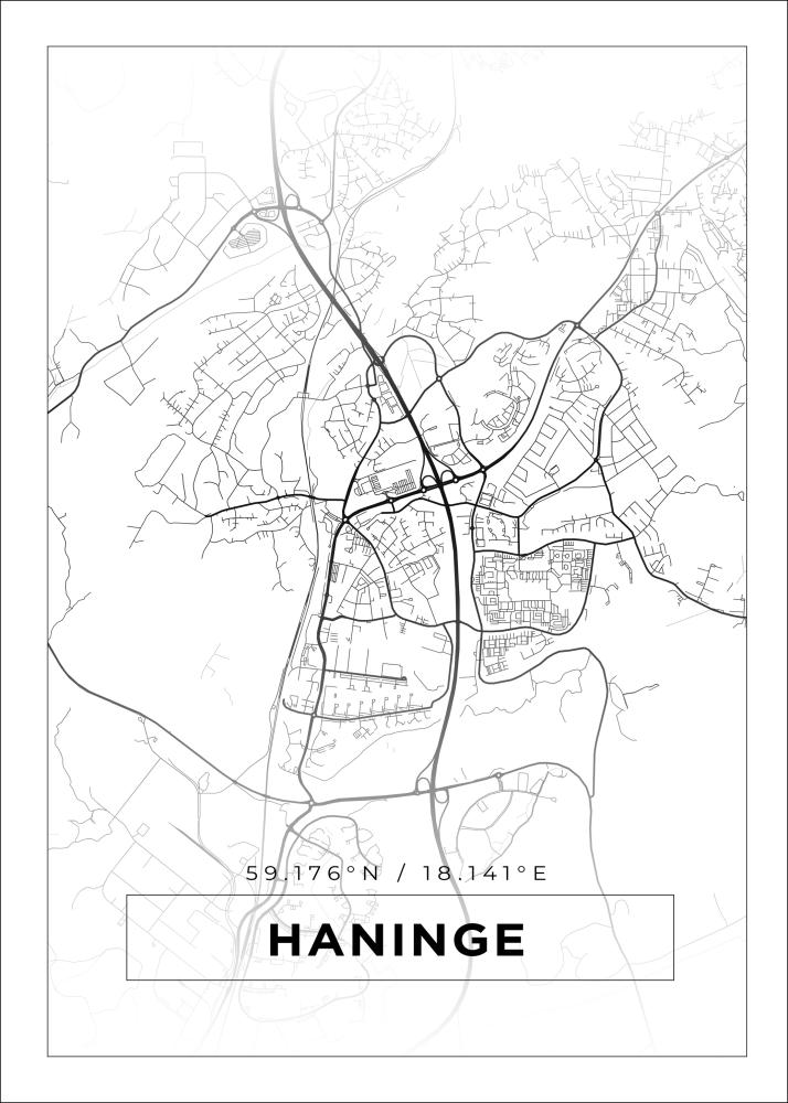 Mapa - Haninge - Cartaz Branco