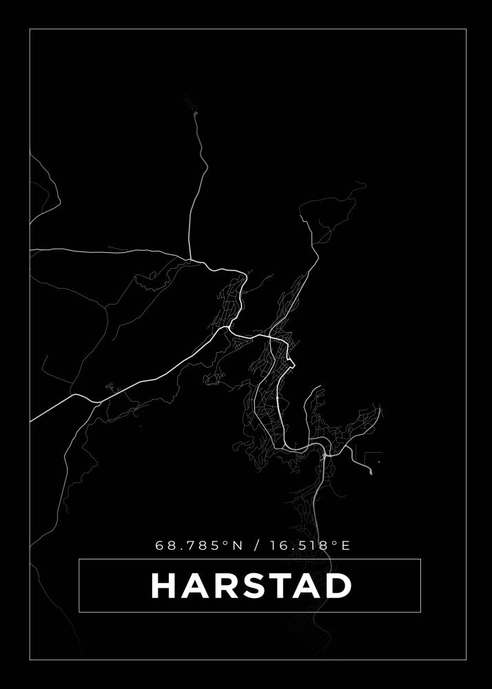 Mapa - Harstad - Cartaz Preto