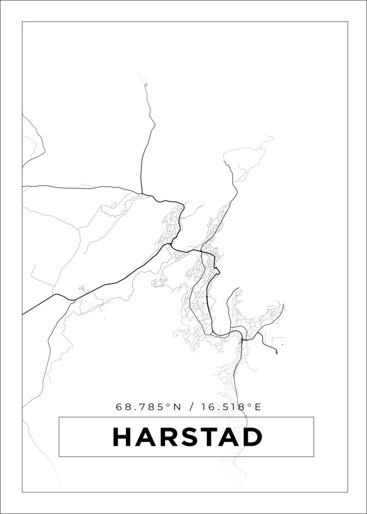 Mapa - Harstad - Cartaz Branco