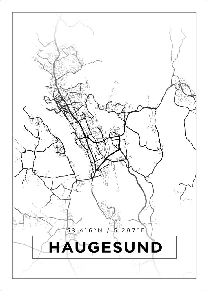 Mapa - Haugesund - Cartaz Branco