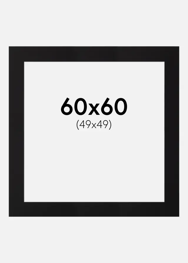 Passe-partout Preto Padrão (Bordo interior branco) 60x60 cm (49x49)