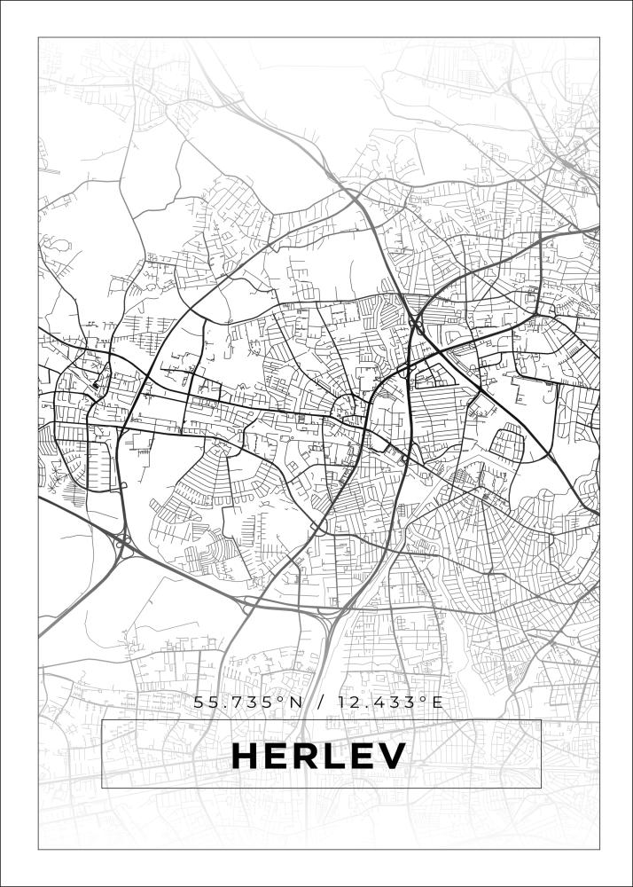 Mapa - Herlev - Cartaz Branco