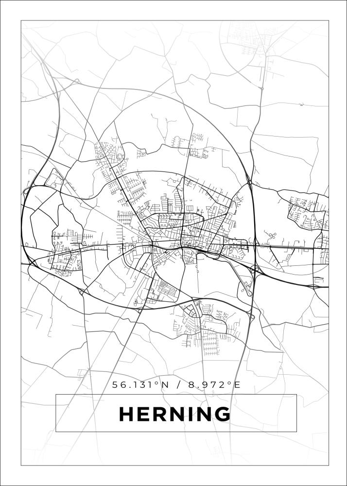 Mapa - Herning - Cartaz Branco