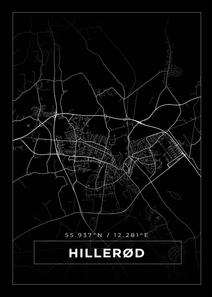 Mapa - Hillerød - Cartaz Preto