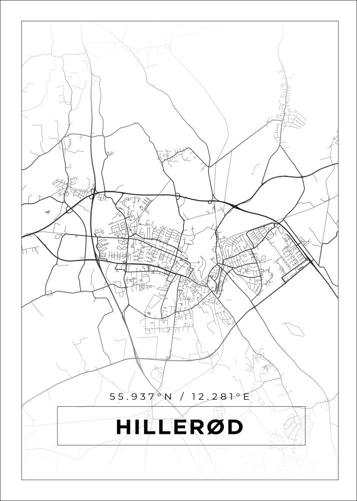 Mapa - Hillerød - Cartaz Branco