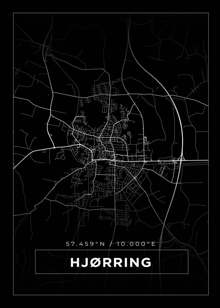 Mapa - Hjørring - Cartaz Preto