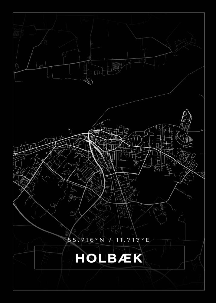 Mapa - Holbæk - Cartaz Preto