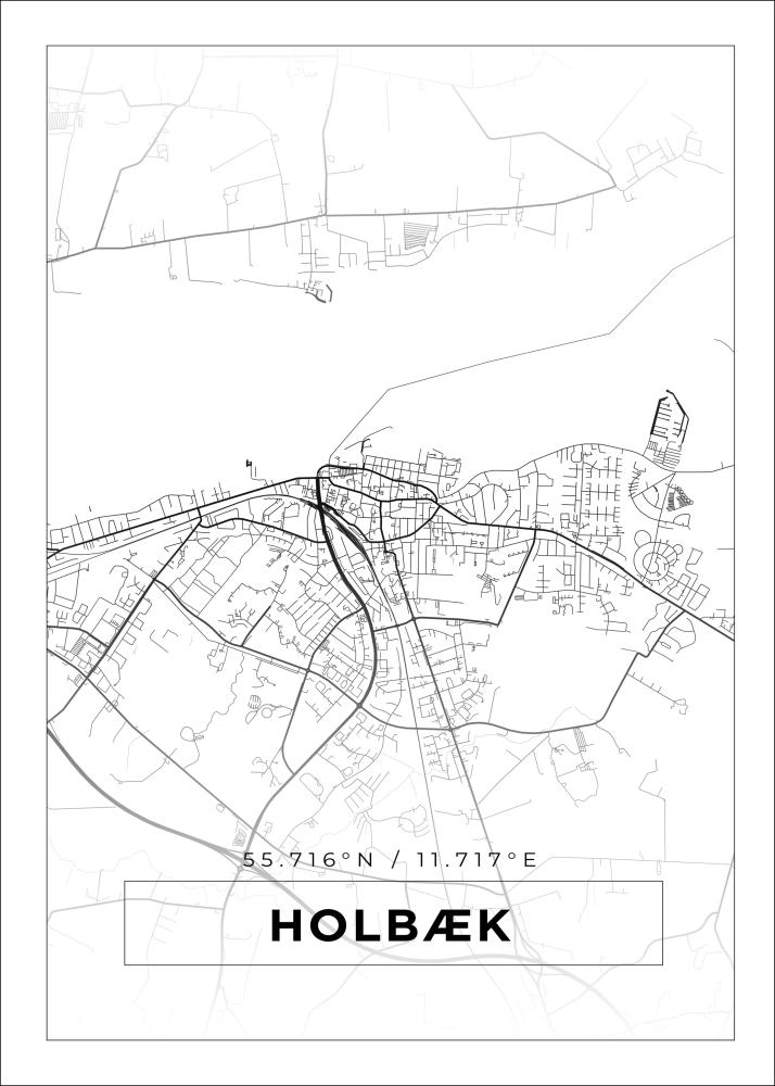 Mapa - Holbæk - Cartaz Branco