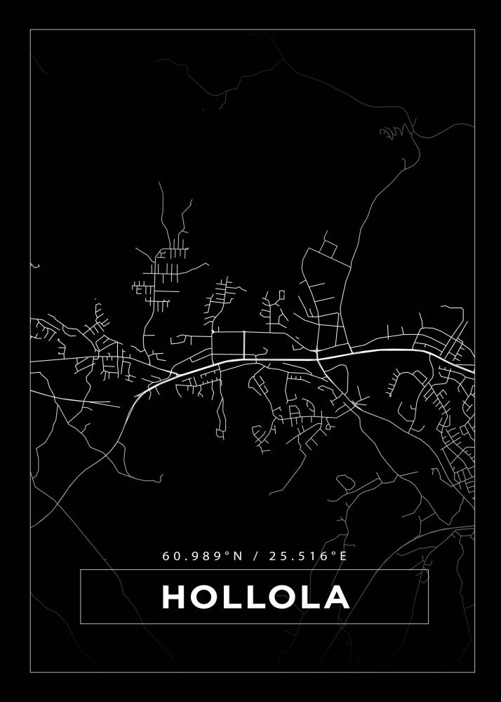 Mapa - Hollola - Cartaz Preto