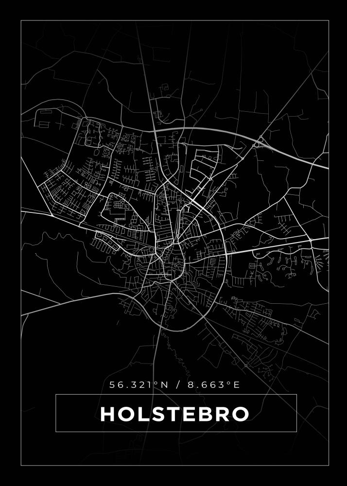 Mapa - Holstebro - Cartaz Preto