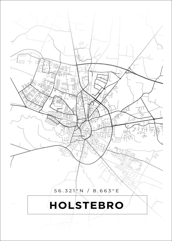 Mapa - Holstebro - Cartaz Branco