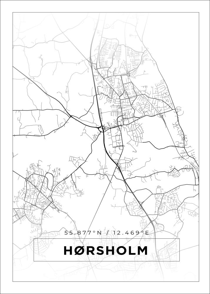 Mapa - Hørsholm - Cartaz Branco