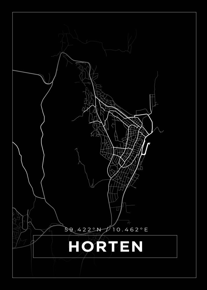 Mapa - Horten - Cartaz Preto