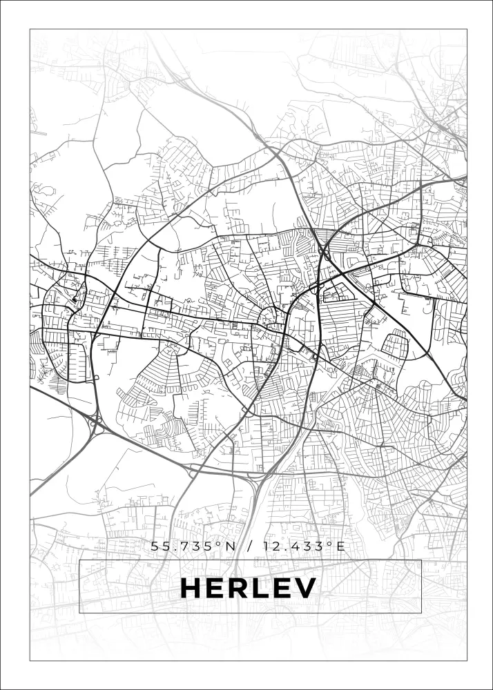 Mapa - Herlev - Cartaz Branco