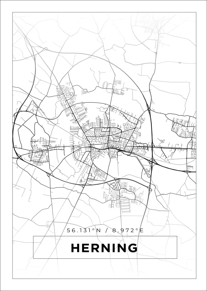 Mapa - Herning - Cartaz Branco