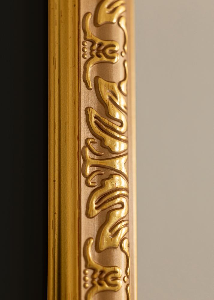 Moldura Nostalgia Dourado 30x60 cm - Passe-partout Preto 18x46 cm