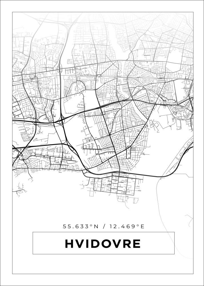 Mapa - Hvidovre - Cartaz Branco