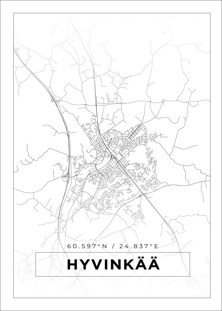 Mapa - Hyvinkää - Cartaz Branco