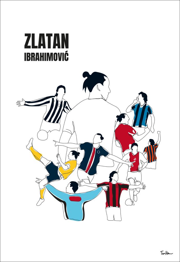 History Of Zlatan With Name And-Colours Póster