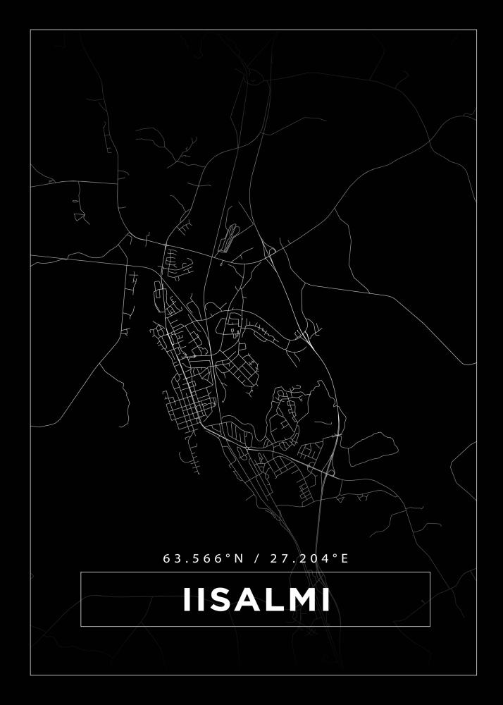 Mapa - Iisalmi - Cartaz Preto