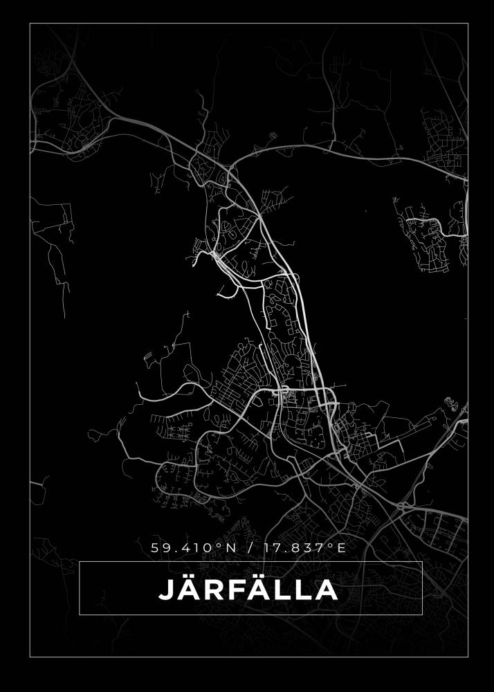 Mapa - Järfälla - Cartaz Preto