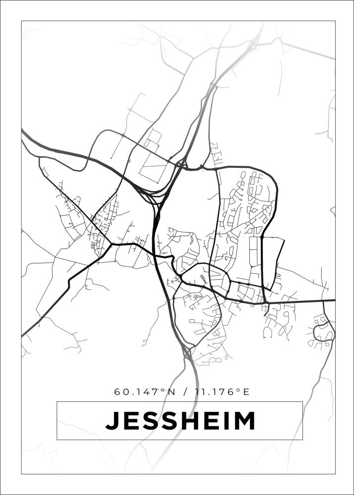 Mapa - Jessheim - Cartaz Branco