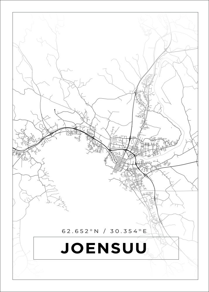 Mapa - Joensuu - Cartaz Branco